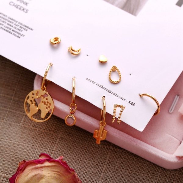 95855364587.jpg Lady Map Cactus Love Ear Studs Set