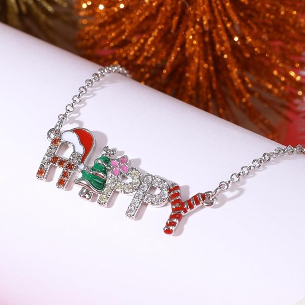 Creative New Santa Christmas Tree Letter Strings Necklace