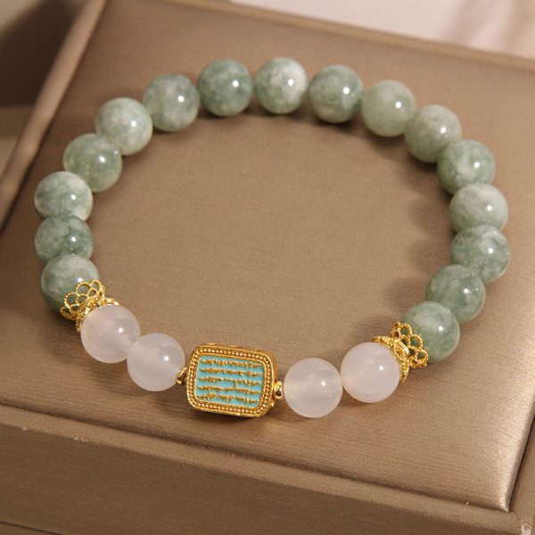 Natural Oil Green Emerald Crystal Bracelet Girls Exquisite Five Pieces Of Scriptures