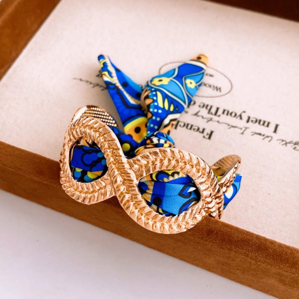 French Silk Scarf Pattern Wound Open Bracelet