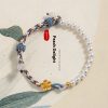 Sterling Silver Chalcedony Carrying Strap Chinese Flower Weaving