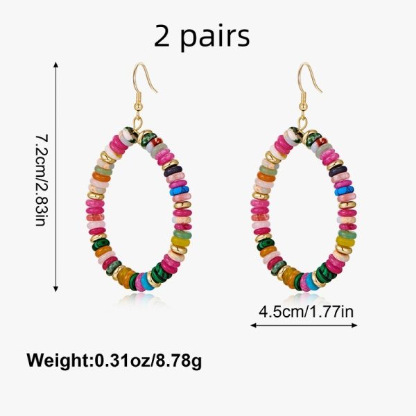 Retro Circle Mixed Color Semi-precious Stones Earrings