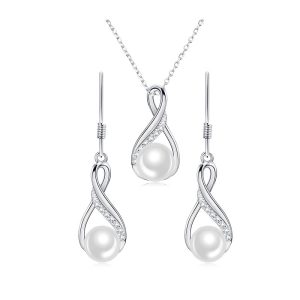 Silver Drop-shaped Pearl Set Fashion Creative Jewelry DIY
