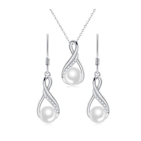 Silver Drop-shaped Pearl Set Fashion Creative Jewelry DIY