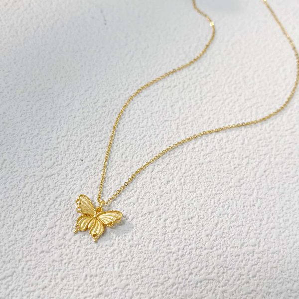 New Chinese Style Palace Style Filigree Butterfly Women's Necklace Ancient Style Alluvial Gold