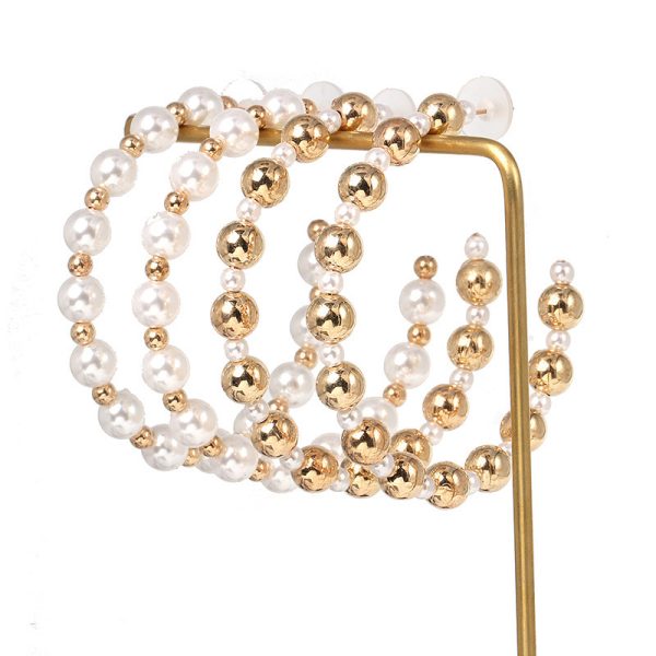 Pearl circle big earrings