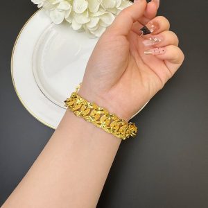Men's Copper-plated Gold Carven Design Starry Bracelet