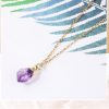 Amethyst Rough Stone Gold Plated Pendant Necklace Simple Style Ladies Jewelry Clavicle Chain