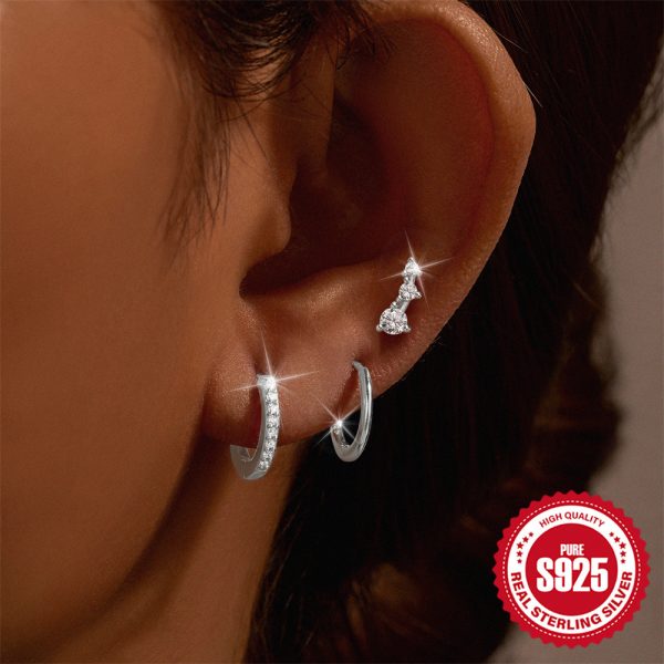 S925 Sterling Silver Classic Ear Ring High-end Temperament Earrings Women's Set
