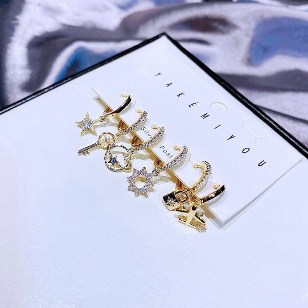 High-end Korean Style Korean Earrings 6-piece Simple Set