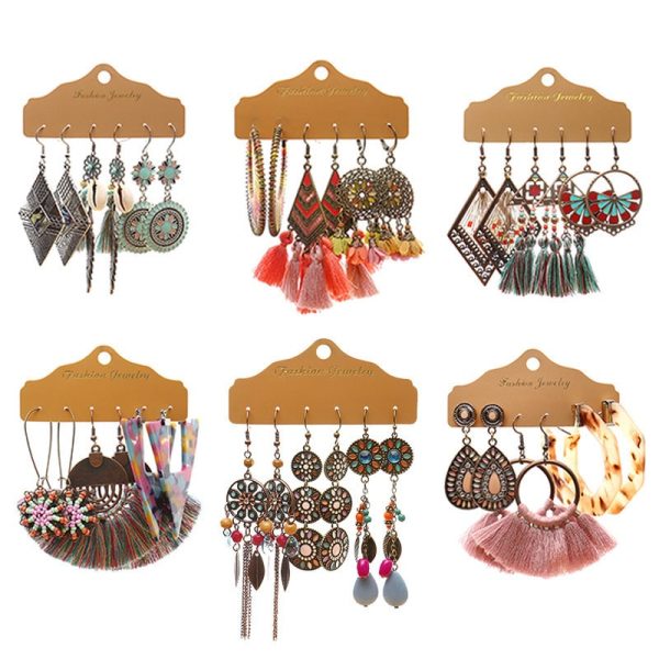Tassel Earrings Exaggerating Circle Earrings Multiple Pieces Set