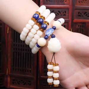 White Jade Bodhi Beads Long Bracelet