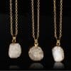 Ladies Round Irregular Water Droplets Natural Stone Rough Stone Pendant Necklace