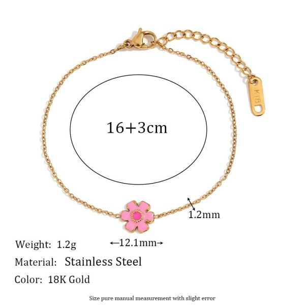Gold Drop Oil Serrated Petal Bracelet For Women