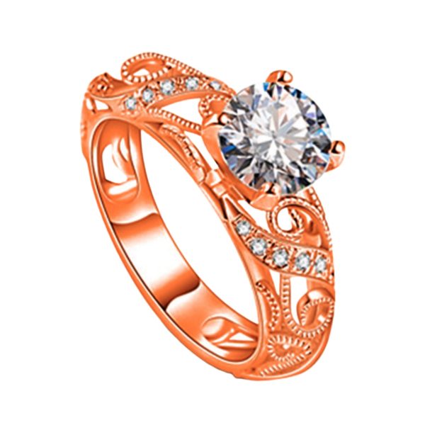Zircon Ring Colorful Gold Four Claw Diamond