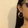 All-match Double Layer Half Circle Geometric Metal Earrings Women