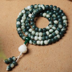 Lotus White Jade Bodhi Beads Bracelet
