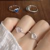 S925 Silver Minimalist Natural Crystal Ore Mini Heart Ring