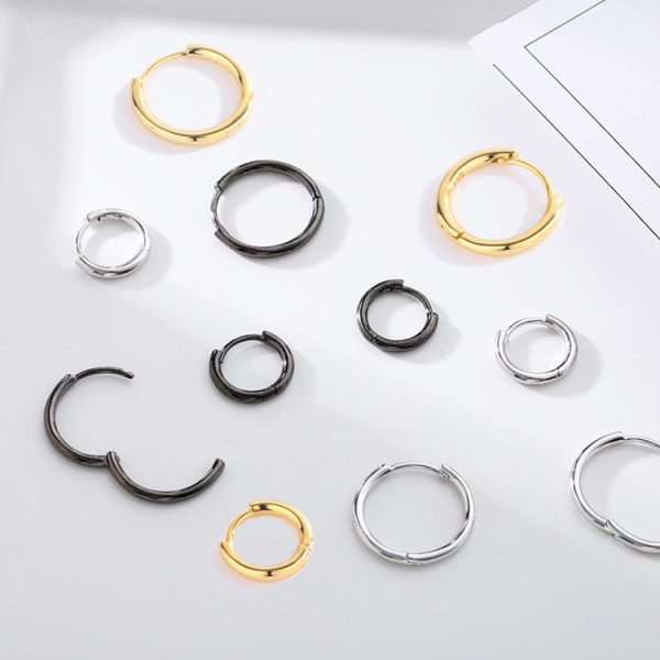 S925 Sterling Silver Solid Circle Earrings For Men And Women
