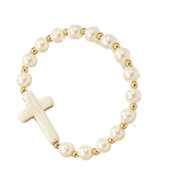 Bracelet Natural Stone Cross Pearl