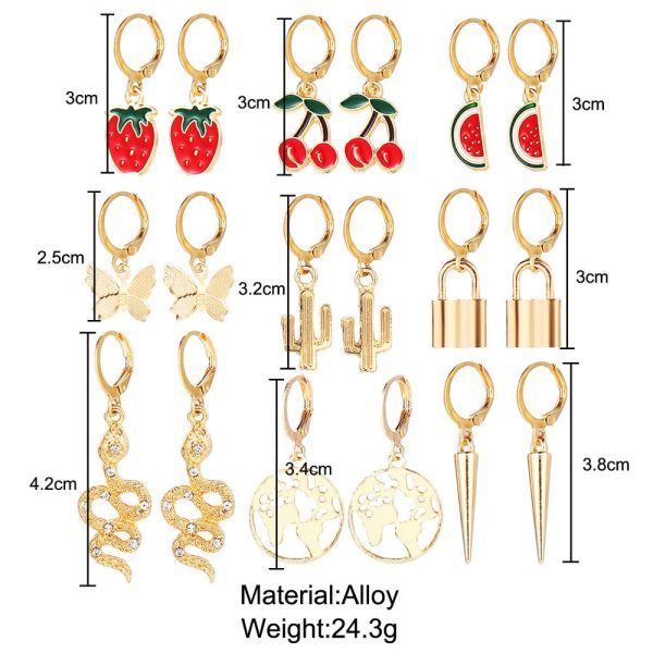 Fashion Fruit Earring Set 9 Piece Set