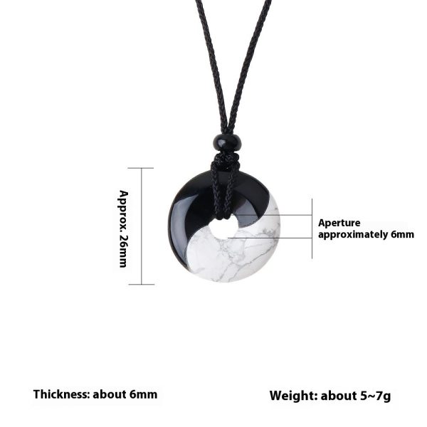Eight-diagram-shaped Black Silk Turquoise Stitching Peace Buckle Necklace