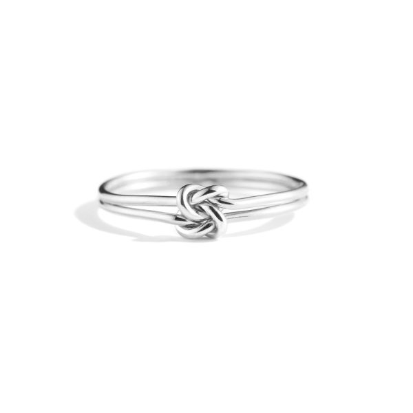 S925 Sterling Silver Mother And Daughter Double Knot Ring Female Simple