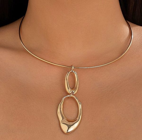 European And American Simple Minority Fashion Golden Versatile Advanced Glossy Spring Open Necklace