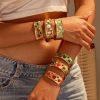 French Retro Titanium Steel Bracelet Colorful Natural Stone