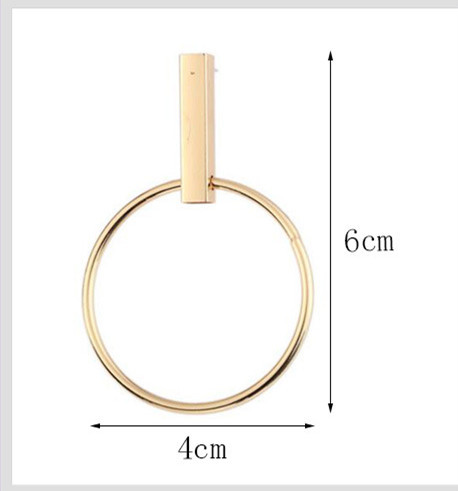 New Alloy Rectangular Sleeve Circle Ear Studs
