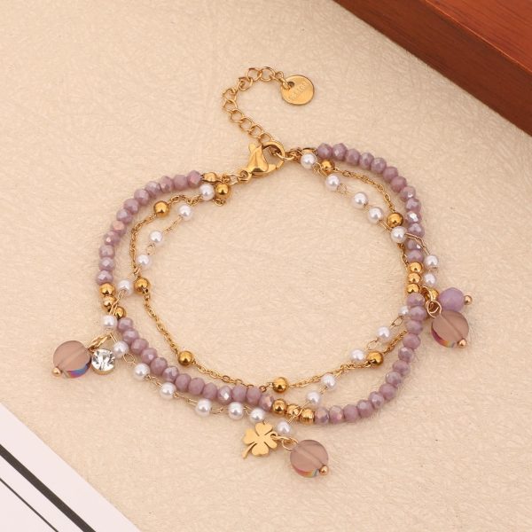 Titanium Steel Beaded Multi-layer Crystal Bracelet String