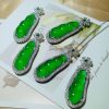 Silver Plated Inlaid Emerald Green Chalcedony Fu Dou Pendant Green Agate Women's Necklace