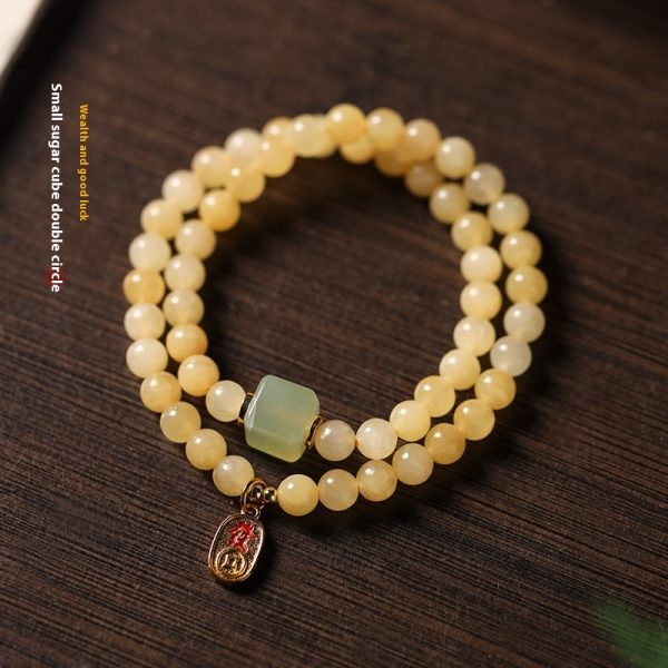 Women's Temperament Wild Six-word Mantra Barrel Beads Small Square Sugar Bead Bracelet