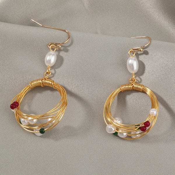 Hand-wrapped natural stone earrings