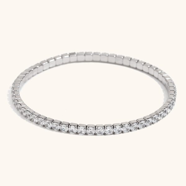 Simple And Light Luxury Stainless Steel Plated 18K Gold Elastic Zircon Bracelet Ornament