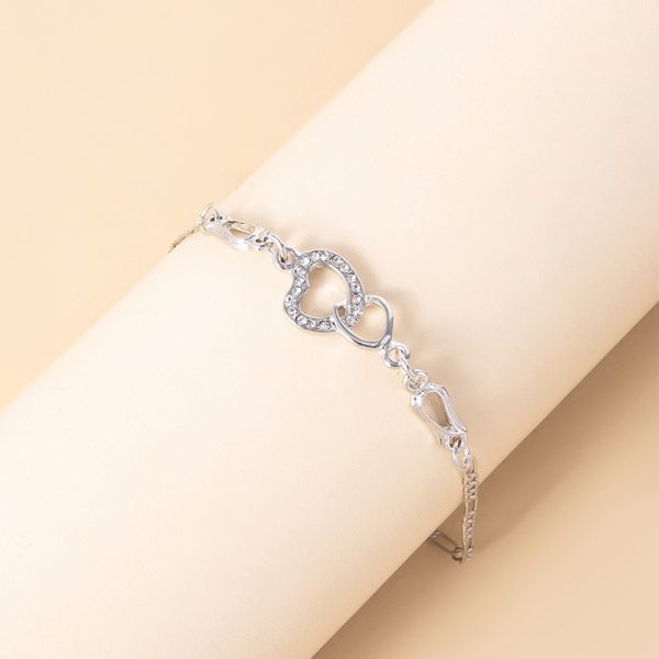 Romantic Crystal Heart Jewelry Set Bracelet Necklace Earrings For Women