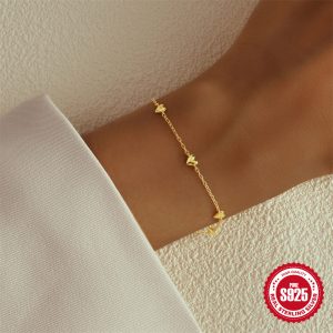 S925 Sterling Silver Minimalist INS Love Twin All-match Bracelet
