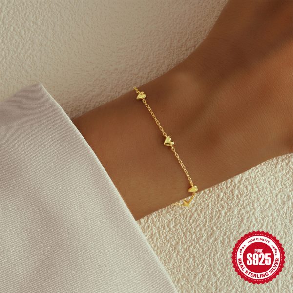 S925 Sterling Silver Minimalist INS Love Twin All-match Bracelet