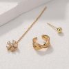 Gold Fashion Personality Small Irregular Flower Pin Three-piece Set Of Copper Micro-inlaid Zircon Earrings