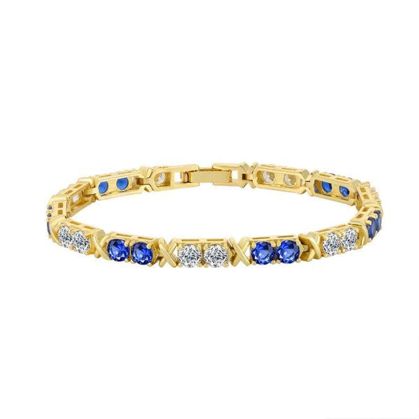 Hollow Cross Colorful Crystals Inlaid Open-ended Bracelet Sweet And Cool Temperament