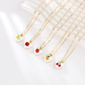 Temperament Girlish Heart Necklace FHearts Fruit Pendant