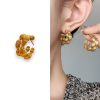 Fashion Simple Double Circle Plant Texture Ear Studs