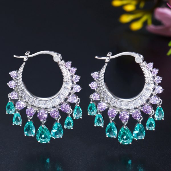 Circle Drop Zircon Tassel Fairy Earrings
