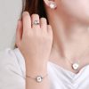 Gold Flower Bracelet Ring Earrings Bracelet Women's Jewelry Set