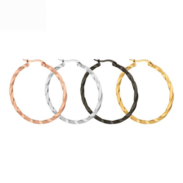 European And American Fashion Stainless Steel Twist Twisted Wire Big Circle Earrings