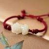 Hetian Jade Bracelet Black And Red Ropes Women