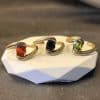 Brushed Diamond Colored Gems Zircon Ring Advanced Design Sense