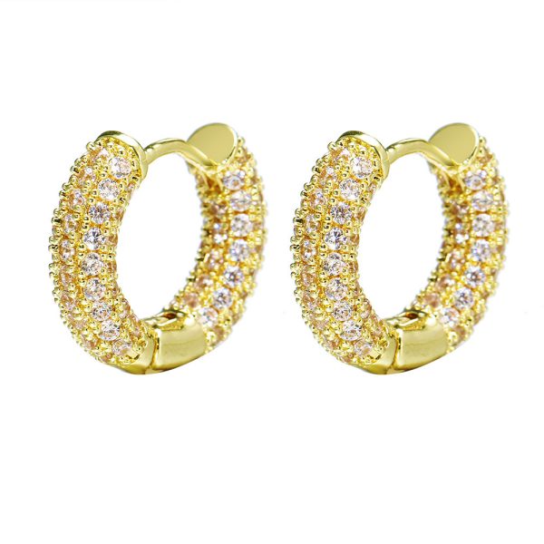 Copper Plating 18K Gold OL Circle Full Zircon Earrings