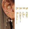 Elegant Butterfly Chain Tassel Zircon Ear Bone Stud Eight-piece Set