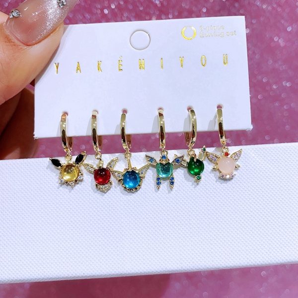 Anime Earrings 6-piece Set Special-interest Design Colorful Cartoon Elf Ear Clip Suit